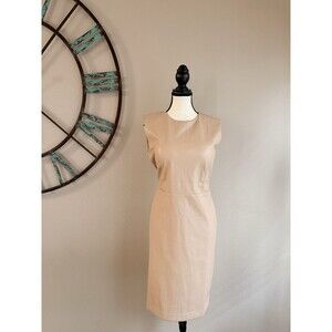 Ann Taylor Dress Beige Faux Leather Sleeveless Sheath Size 8 NWT